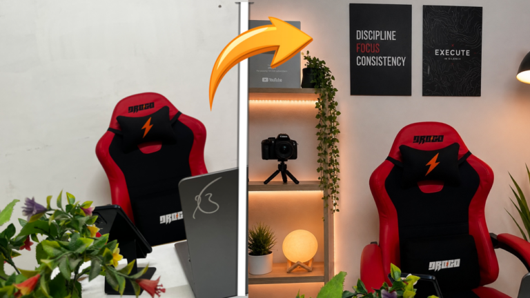 AI Background Change Prompt before and after room transformation into professional creator studio